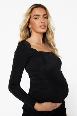 Maternité - Robe Mi-longue Moulante à Col Carré -BOOHO Kleidung Magasin bzz01782 black xl 3