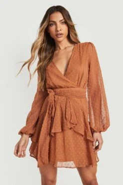 Robe Patineuse En Plumetis à Volants -BOOHO Kleidung Magasin dzz06775 caramel xl 3