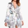 Robe De Chambre Satinée Fleurie -BOOHO Kleidung Magasin dzz61876 grey xl