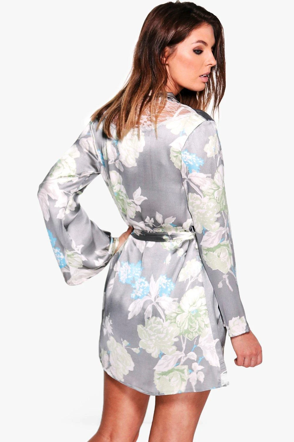 Robe De Chambre Satinée Fleurie 4 Robe De Chambre Satinée Fleurie – Image 2