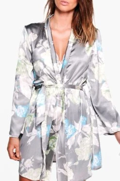 Robe De Chambre Satinée Fleurie 9 Robe De Chambre Satinée Fleurie -BOOHO Kleidung Magasin dzz61876 grey xl 3