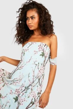 Robe Longue à épaules Tombantes Et Imprimé Fleuri -BOOHO Kleidung Magasin dzz87110 mint xl 3