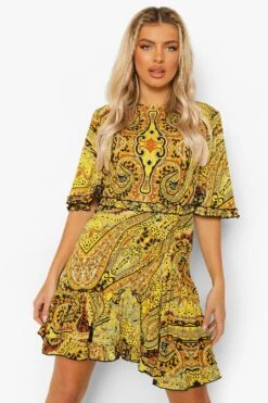 Robe Patineuse à Volants Imprimé Chaîne 9 Robe Patineuse à Volants Imprimé Chaîne -BOOHO Kleidung Magasin fzz06122 black xl 3