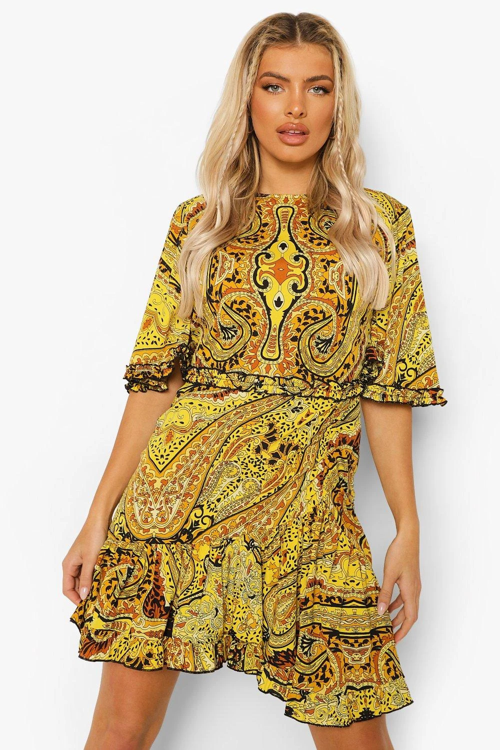 Robe Patineuse à Volants Imprimé Chaîne 6 Robe Patineuse à Volants Imprimé Chaîne – Image 4