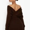 Robe Pull Côtelée à épaules Dénudées -BOOHO Kleidung Magasin fzz13368 chocolate xl
