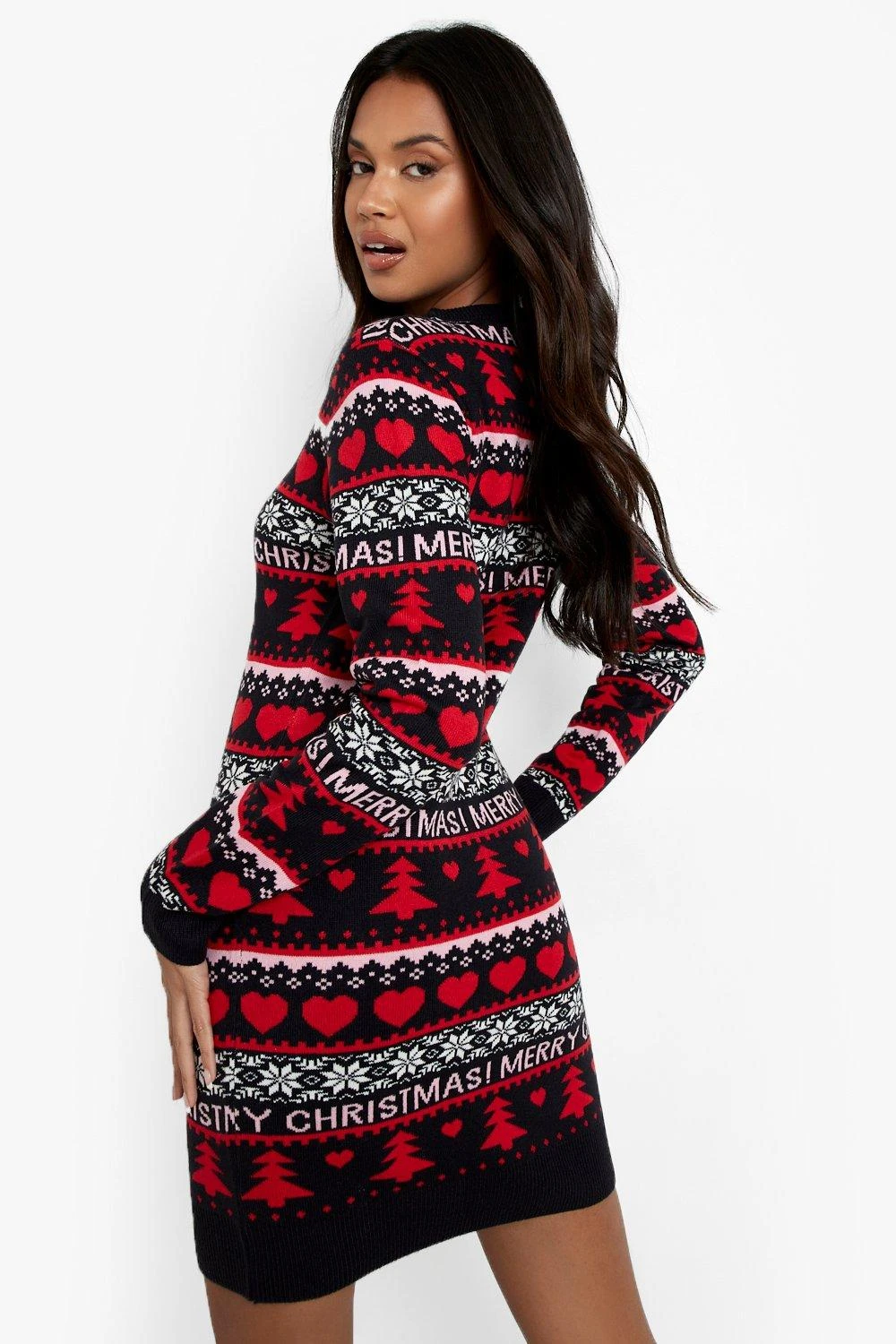 Robe Pull De Noël Imprimé Coeur 4 Robe Pull De Noël Imprimé Coeur – Image 2