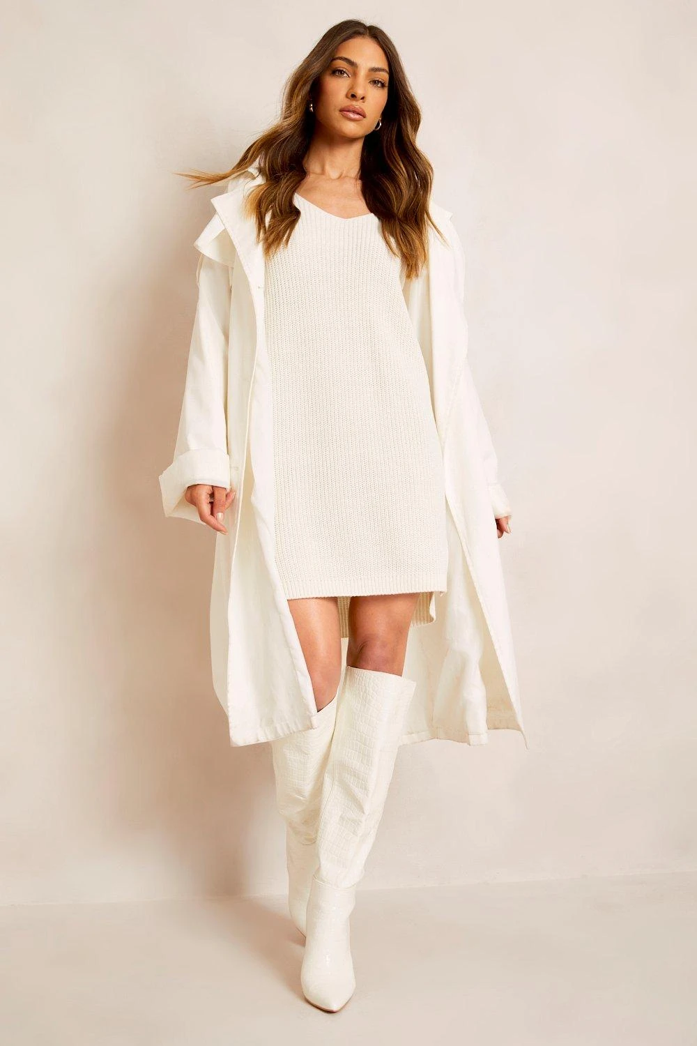 Robe Pull En Tissu Recyclé à Col V 3 Robe Pull En Tissu Recyclé à Col V