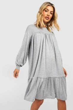 Robe Midi Ample à Manches Longues