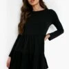 Robe Smockée à Manches Longues -BOOHO Kleidung Magasin fzz24335 black xl
