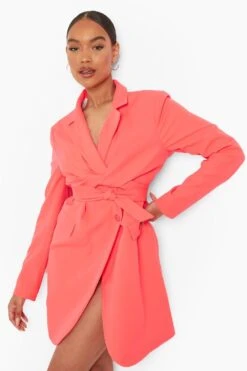 Robe Blazer Cache-coeur Nouée Sur Le Devant