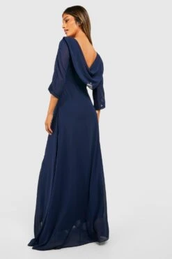 Robe Longue Drapée à Dos Nu -BOOHO Kleidung Magasin fzz26446 navy xl 1