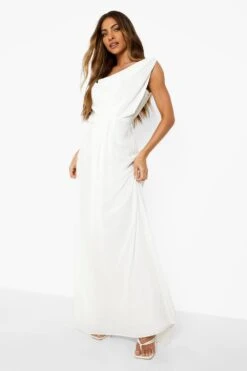 Robe Longue Drapée à Col Bénitier