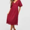 Robe Mi-longue à Manches Courtes Bouffantes -BOOHO Kleidung Magasin fzz34043 berry xl