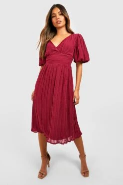 Robe Mi-longue à Manches Courtes Bouffantes 8 Robe Mi-longue à Manches Courtes Bouffantes -BOOHO Kleidung Magasin fzz34043 berry xl 2