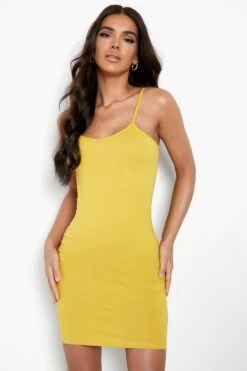 Robe Moulante Basique à Bretelle -BOOHO Kleidung Magasin fzz34386 mustard xl 3