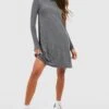 Robe Courte à Col Roulé Et Manches Longues -BOOHO Kleidung Magasin fzz34411 charcoal xl