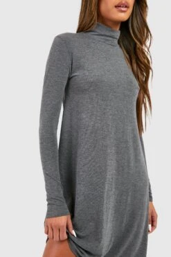 Robe Courte à Col Roulé Et Manches Longues -BOOHO Kleidung Magasin fzz34411 charcoal xl 3