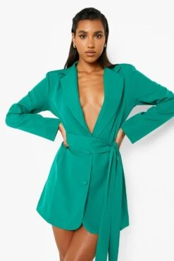 Robe Blazer Nouée à La Taille