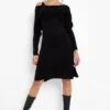 Ensemble Côtelé Avec Crop Top Et Robe -BOOHO Kleidung Magasin fzz37379 black xl