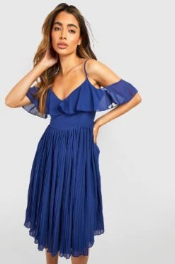 BOOHOO Robe De Demoiselle D'honneur Mi-longue à Volants Et épaules Ajourées