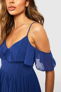 BOOHOO Robe De Demoiselle D'honneur Mi-longue à Volants Et épaules Ajourées -BOOHO Kleidung Magasin fzz38213 navy xl 3