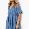 Robe D’été En Jean à Col V -BOOHO Kleidung Magasin fzz39835 mid20blue xl