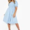 Robe Mi-longue à Manches Bouffantes Et Détails Froncés -BOOHO Kleidung Magasin fzz40140 light20blue xl
