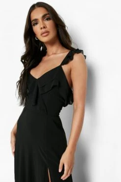 Robe Longue à Bretelles Et Volants -BOOHO Kleidung Magasin fzz40621 black xl 3