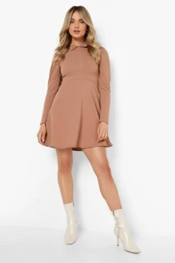 Robe Patineuse à Col Et Manches Longues -BOOHO Kleidung Magasin fzz45206 camel xl 2