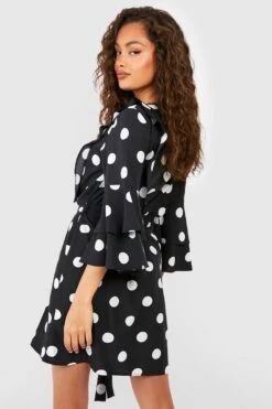 Robe Patineuse Volantée à Imprimé Pois -BOOHO Kleidung Magasin fzz71000 black xl 1