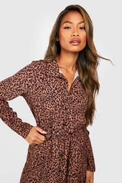 BOOHOO Robe Chemise à Imprimé Animal -BOOHO Kleidung Magasin fzz82381 tan xl 3