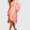 BOOHOO Robe Patineuse Mi-longue Cache-coeur à Volants -BOOHO Kleidung Magasin fzz99533 blush xl