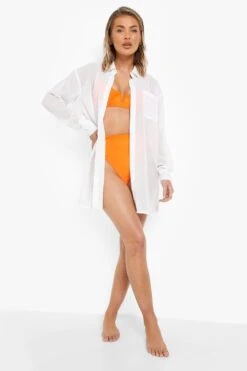 Robe Chemise De Plage En Mousseline De Soie -BOOHO Kleidung Magasin gzz00302 white xl 2