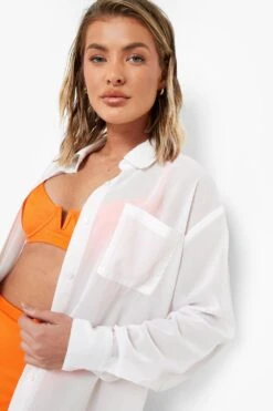 Robe Chemise De Plage En Mousseline De Soie -BOOHO Kleidung Magasin gzz00302 white xl 3