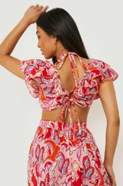 Petite - Robe Longue Volantée à Imprimé Cachemire -BOOHO Kleidung Magasin gzz00810 pink xl 3