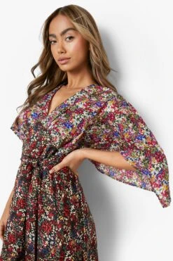 Robe Mi-longue à Empiècements Et Imprimé Fleuri -BOOHO Kleidung Magasin gzz00868 purple xl 3