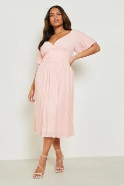 Grande Taille - Robe Mi-longue Effet Plissé