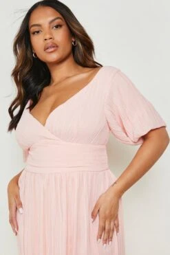 Grande Taille - Robe Mi-longue Effet Plissé -BOOHO Kleidung Magasin gzz02100 light20pink xl 3