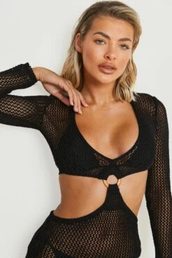 BOOHOO Robe De Plage En Crochet à Anneau -BOOHO Kleidung Magasin gzz03004 black xl 3
