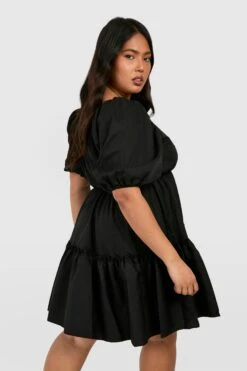 Grande Taille - Robe à Volants Et Manches Bouffantes -BOOHO Kleidung Magasin gzz03095 black xl 1