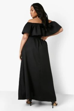 Grande Taille - Robe Longue à Volants Et Col Bateau -BOOHO Kleidung Magasin gzz03119 black xl 1