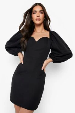 Robe Effet Corset à Col En Cœur Et Manches Volumineuses -BOOHO Kleidung Magasin gzz03428 black xl 3