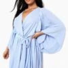 Grande Taille - Robe Portefeuille à Manches Chauve-souris -BOOHO Kleidung Magasin gzz03943 baby20blue xl