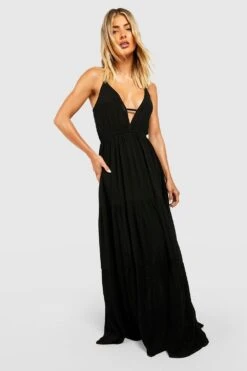 BOOHOO Robe De Plage Longue Recyclée Texturée -BOOHO Kleidung Magasin gzz04356 black xl 2