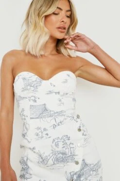 Robe En Denim Style Corset à Imprimé Porcelaine -BOOHO Kleidung Magasin gzz04836 ecru xl 3