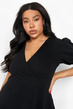 Grande Taille - Robe Patineuse Style Cache-cœur Mi-longue -BOOHO Kleidung Magasin gzz05793 black xl 3