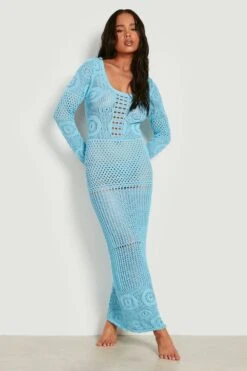 BOOHOO Petite - Robe Longue Recyclée En Crochet 8 BOOHOO Petite - Robe Longue Recyclée En Crochet -BOOHO Kleidung Magasin gzz05820 pastel20blue xl 2