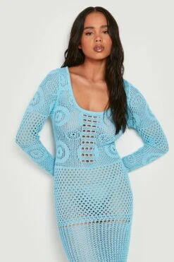 BOOHOO Petite - Robe Longue Recyclée En Crochet 9 BOOHOO Petite - Robe Longue Recyclée En Crochet -BOOHO Kleidung Magasin gzz05820 pastel20blue xl 3