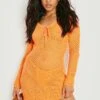 Petite - Robe Courte Recyclée En Crochet à Attaches 1 Petite - Robe Courte Recyclée En Crochet à Attaches -BOOHO Kleidung Magasin gzz05821 orange xl