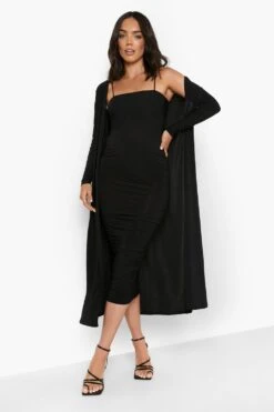 Maternité - Ensemble Avec Robe Froncée Et Pardessus Long